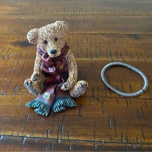 Adorable Brown Bear Figurine with Red Scarf